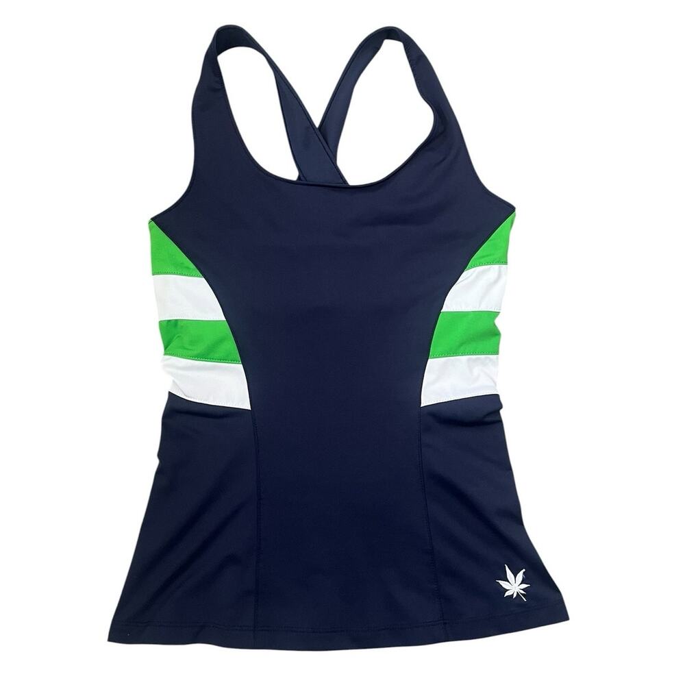 BOAST Court Tennis Pickleball Tank Top Criss Cross Back Navy Stretchy Size XS